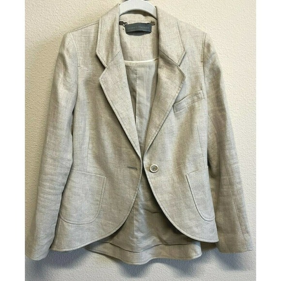 PROENZA SCHOULER Linen Blazer Jacket Size 8 Beige Pockets - Picture 2 of 12